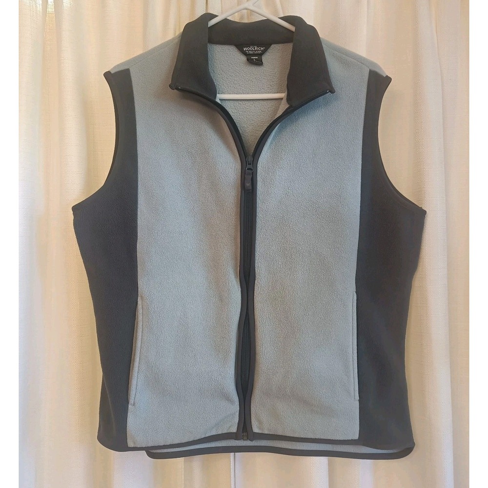 Woolrich Women's Blue/Gray Full Zip Lightweight Fleece Vest Jacket Size L